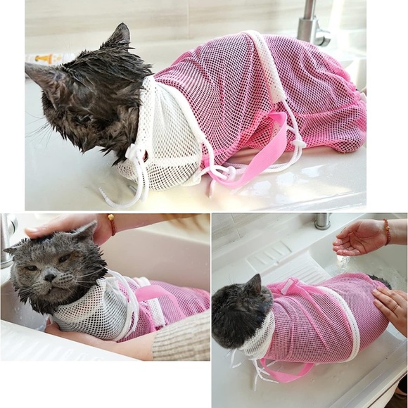 Cat bathing bag set with free comb - Picture 2 of 7